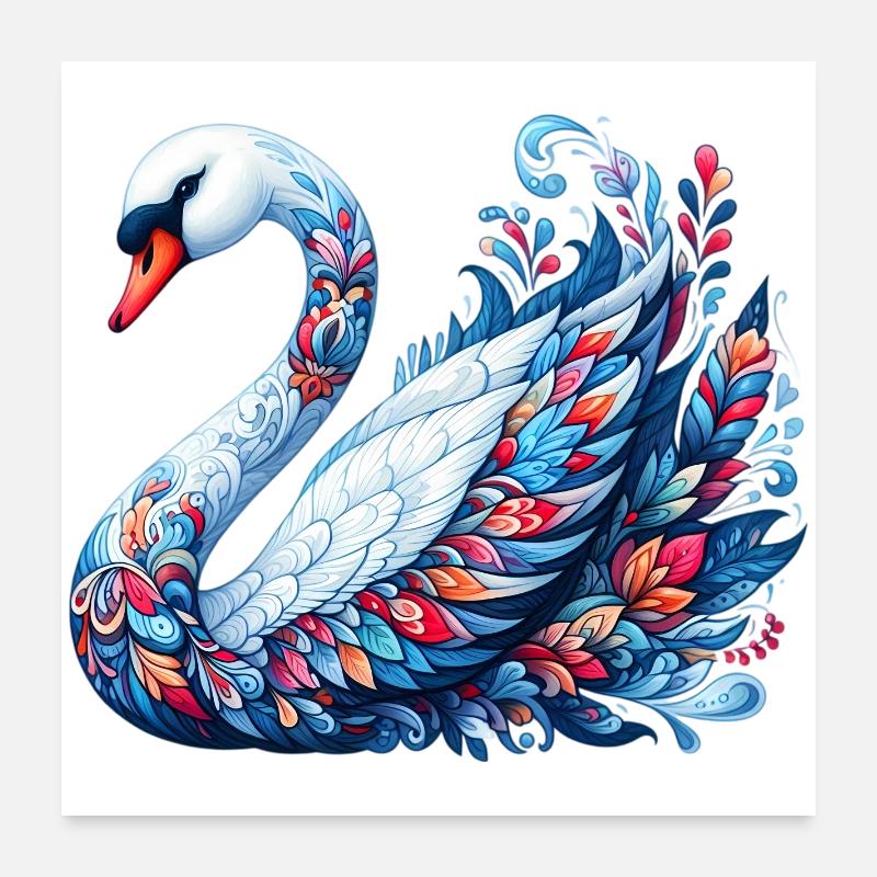 Swan Poster 24" x 24" (60x60 cm)
