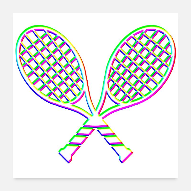 Tennis Glitch effekt racket Poster 60x60 cm