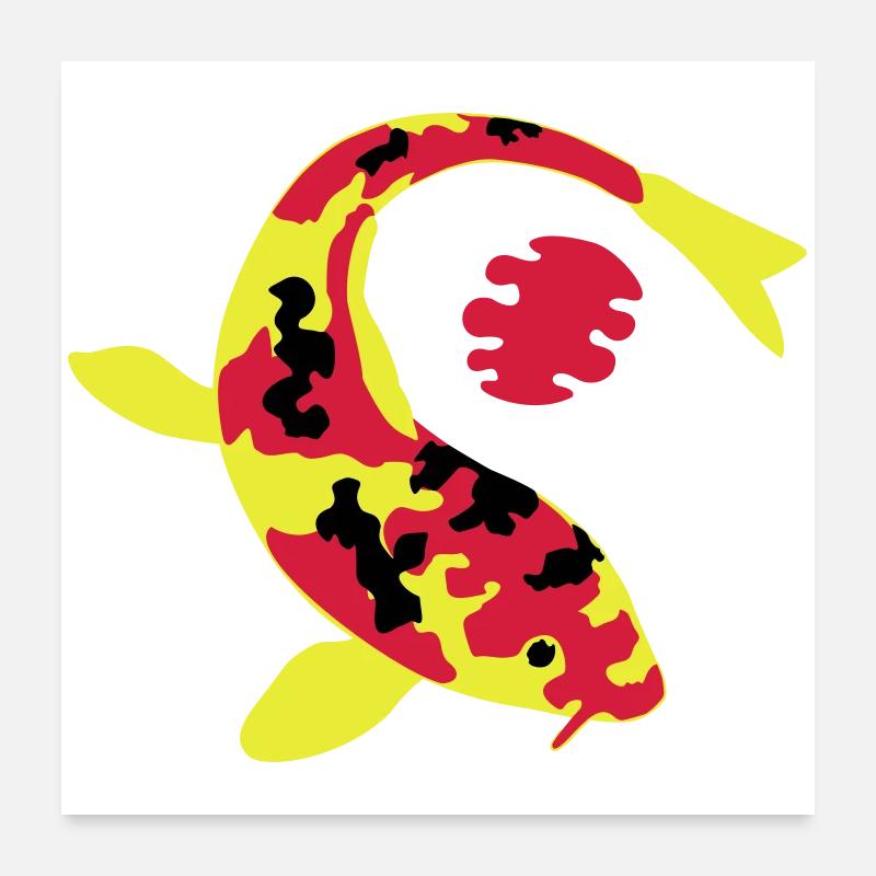 Poisson abstract en couleurs vives Poster 60 x 60 cm