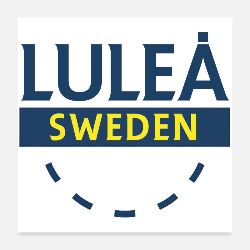 Luleå Schweden Skyline Text in Blågult Poster 60x60 cm