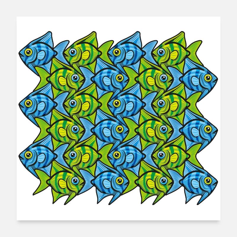 Kaiserfisch-Tessellation II Poster 60x60 cm