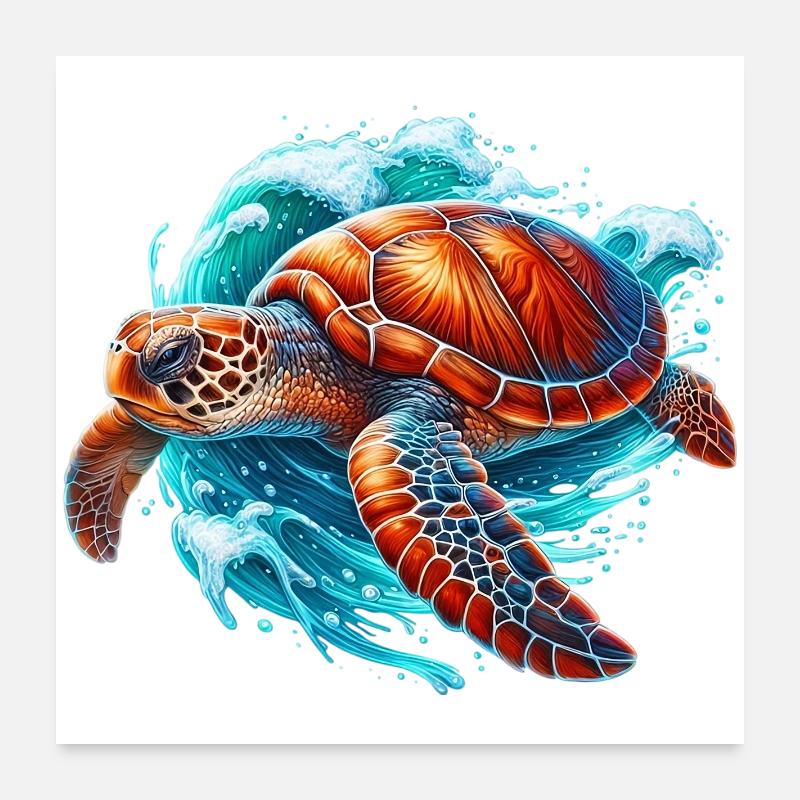 Schildkröte - Poster 60x60 cm - Weiß