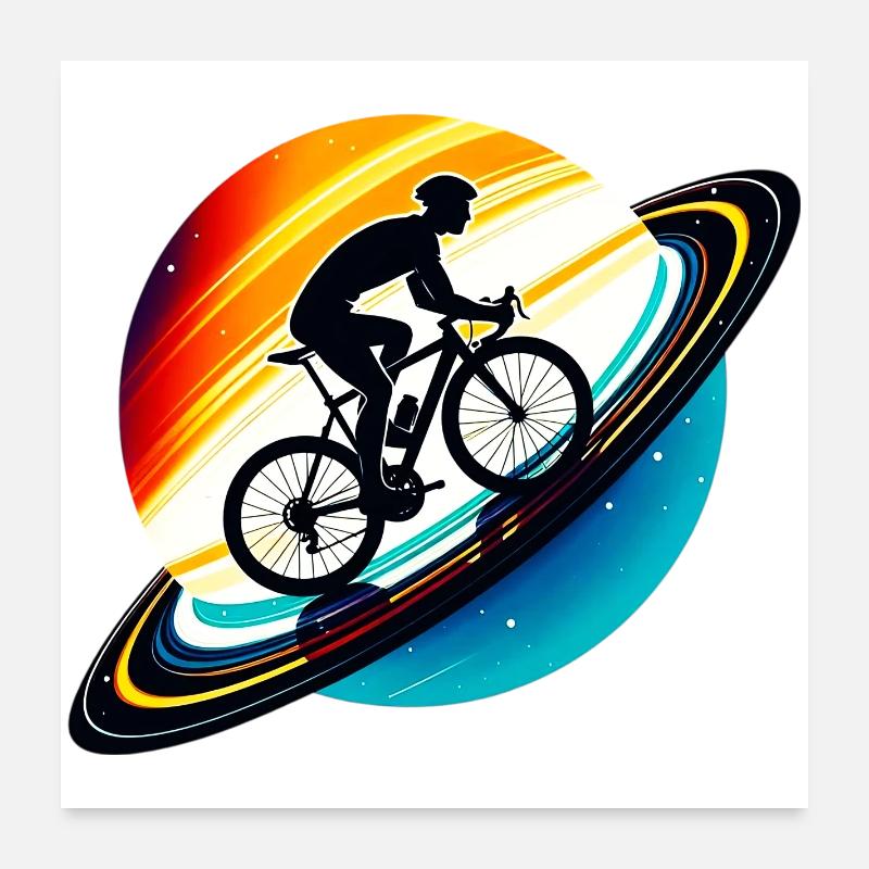 Cycliste sur Saturne Poster 60 x 60 cm
