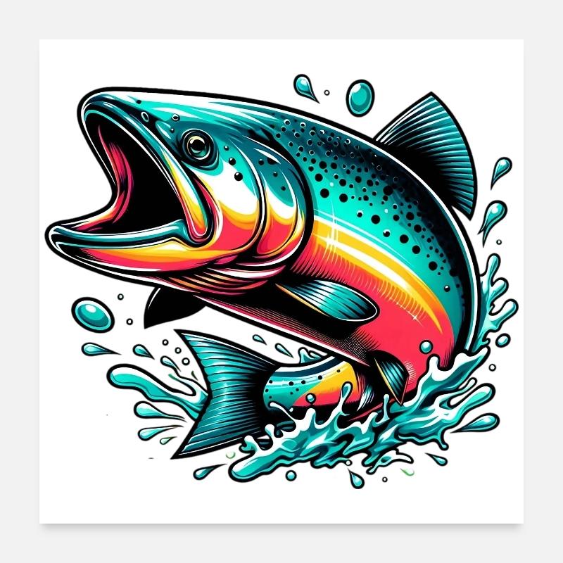 Saumon - Poster 60 x 60 cm - blanc