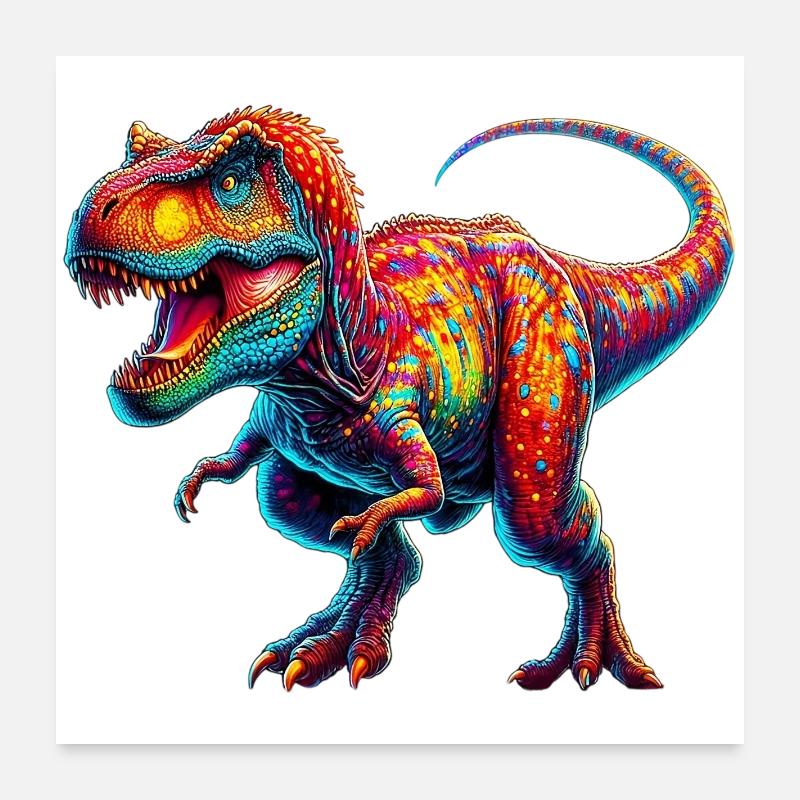 Dinosaurier - Poster 60x60 cm - Weiß