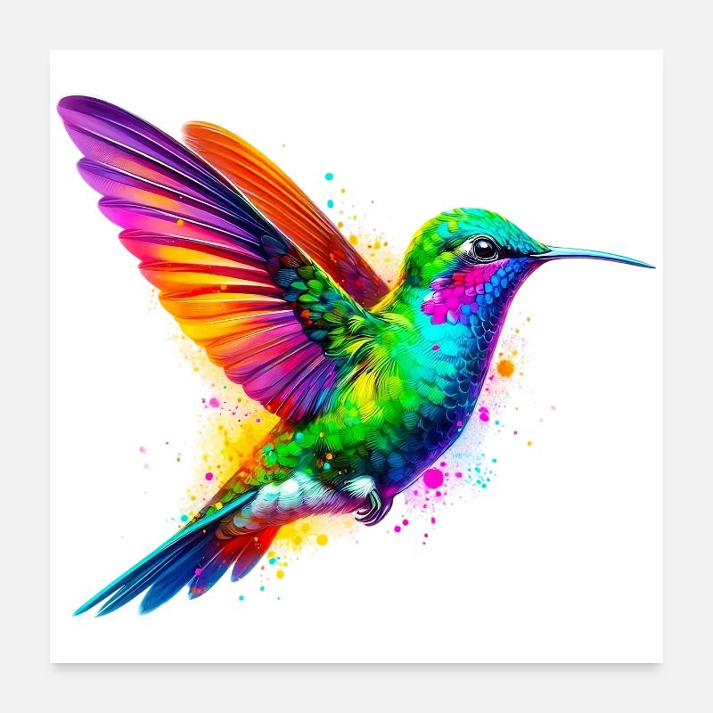 Kolibri - Poster 60x60 cm - Weiß