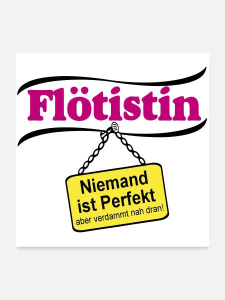 Flötistin Pink – Niemand ist Perfekt - Poster 60x60 cm - Weiß - Vorne