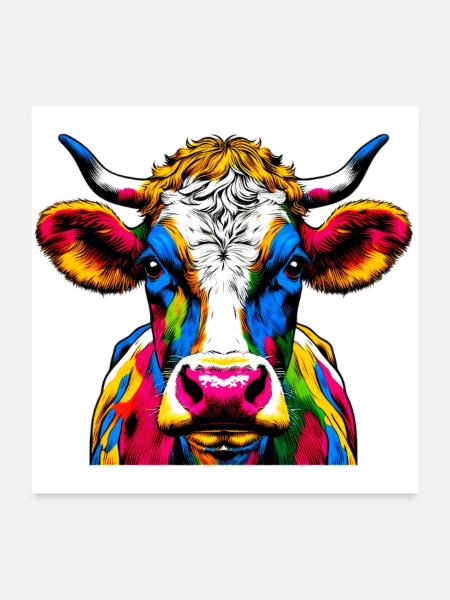 Cow - Poster 24" x 24" (60x60 cm) - white - Front