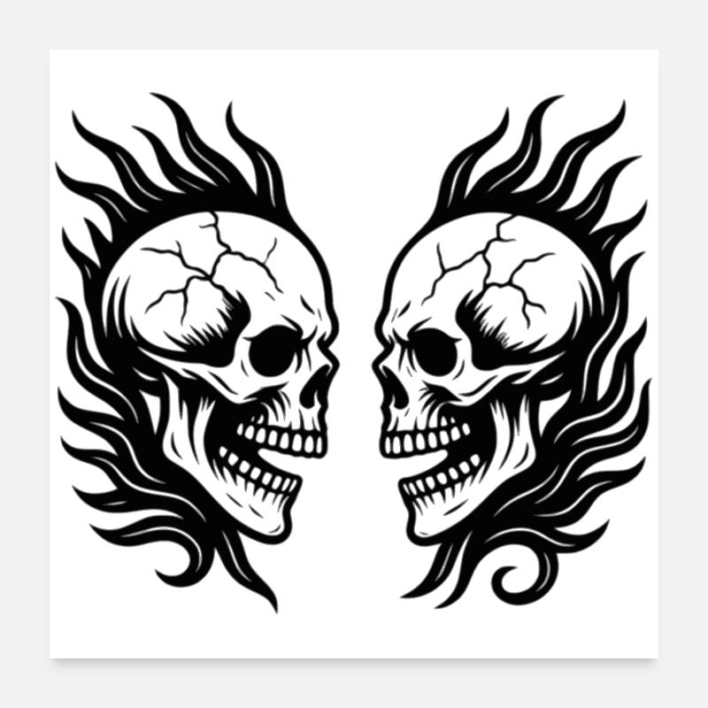 Tribal Skulls Black Poster 24" x 24" (60x60 cm)