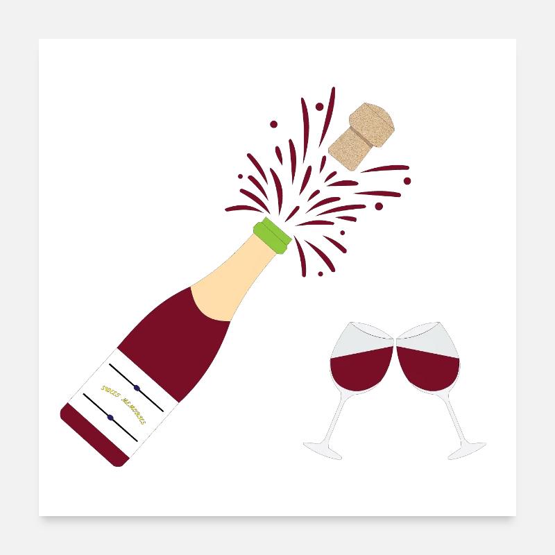 Wine-bottle-and-drinking glasses Poster 24" x 24" (60x60 cm)