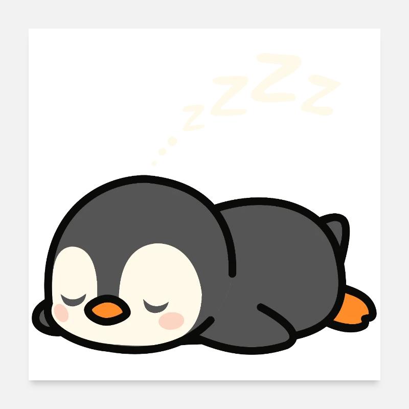 Süßes Pinguin-Nickerchen Poster 60x60 cm