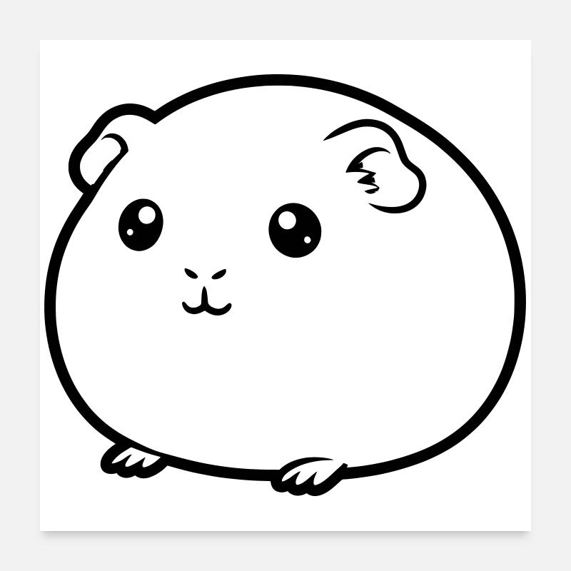 Dickes Meerschweinchen Comic Kontur Poster 60x60 cm