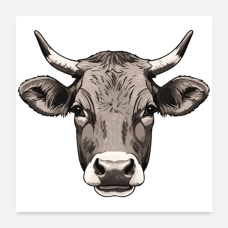 Vache - Poster 60 x 60 cm - blanc