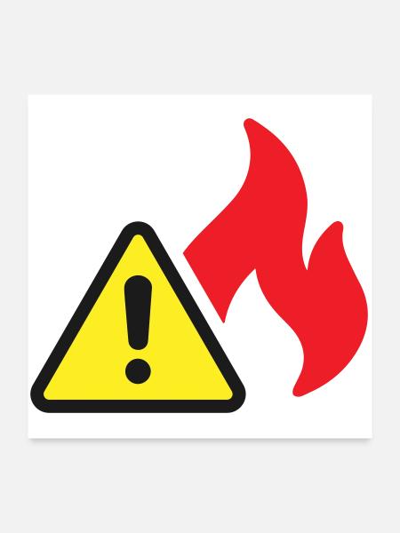Brandwarnung Flammenschutzsymbol mit festem Symbol - Poster 60x60 cm - Weiß - Vorne