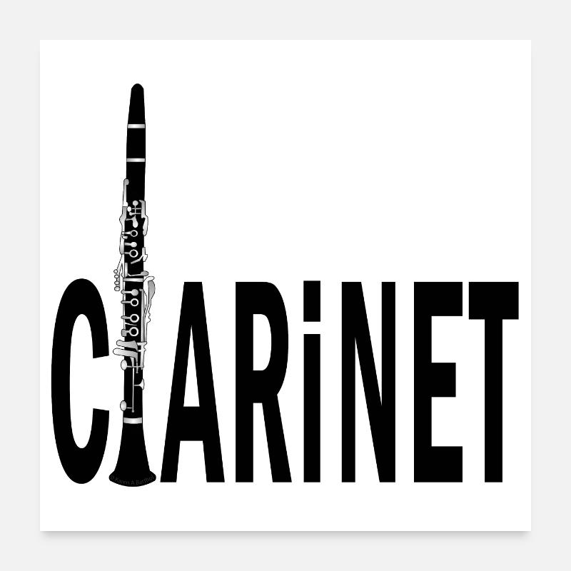 Klarinetten-Text - Poster 60x60 cm - Weiß