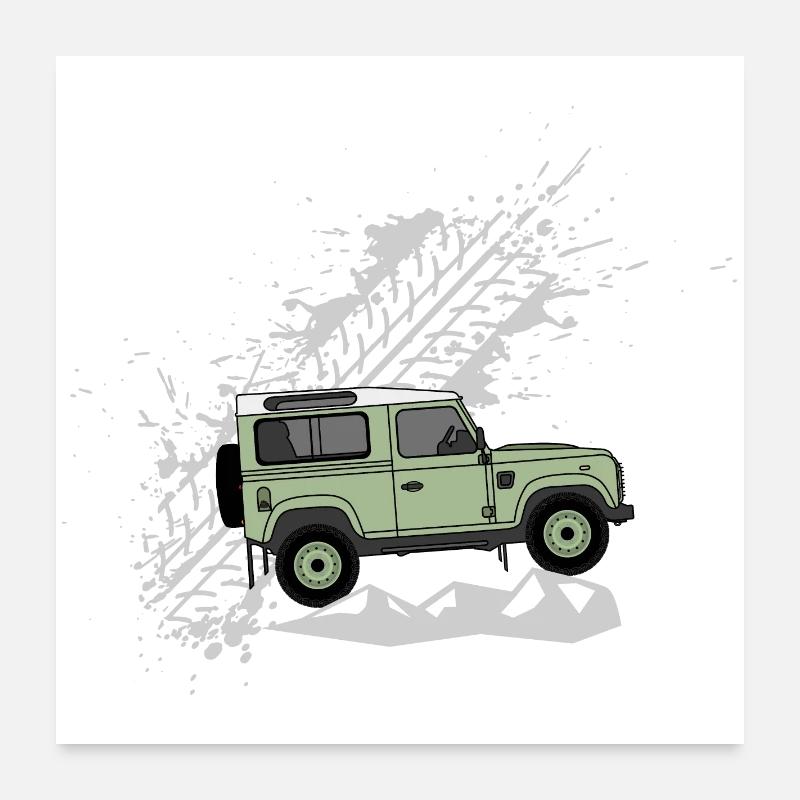 Defender 90 Splash - Poster 60x60 cm - Weiß