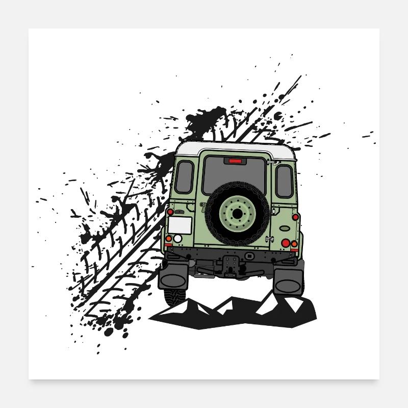 Defender Splash Rear - Poster 24" x 24" (60x60 cm) - white