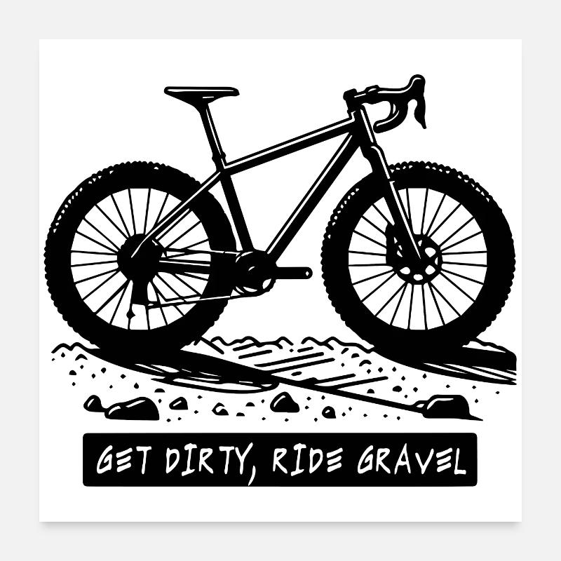 Illustration d’aventure en vélo de gravier Poster 60 x 60 cm