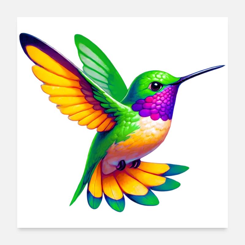 Kolibri - Poster 60x60 cm - Weiß