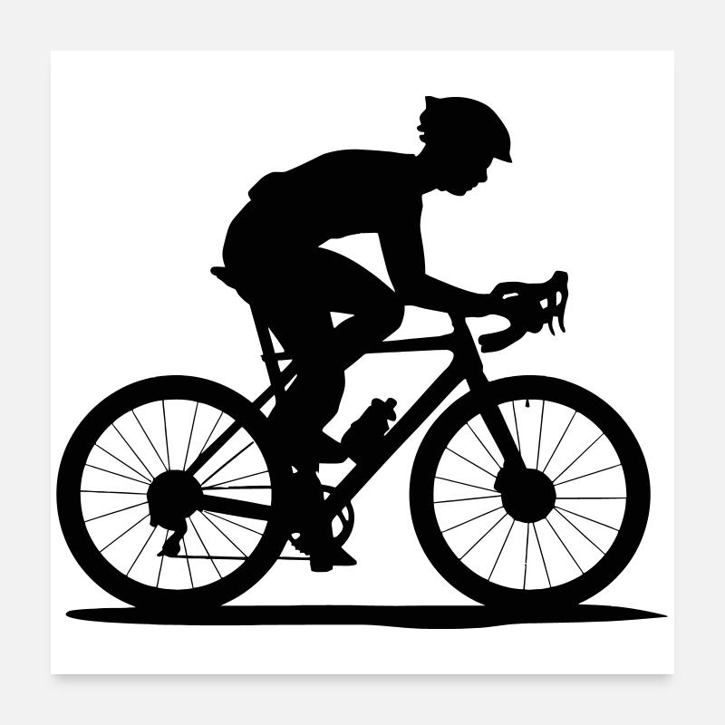 Silhouette cycliste en VTT Poster 60 x 60 cm