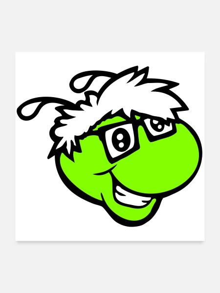 Nerd Caterpillar Intelligent Geek Worm Horn-rimmed Glasses Smart - Poster 24" x 24" (60x60 cm) - white - Front
