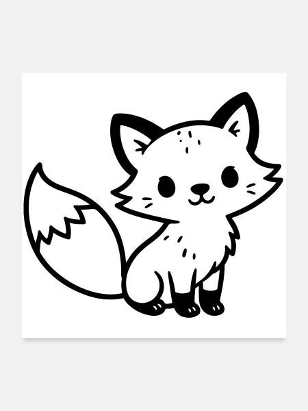 Fuchs Niedlich - Poster 60x60 cm - Weiß - Vorne