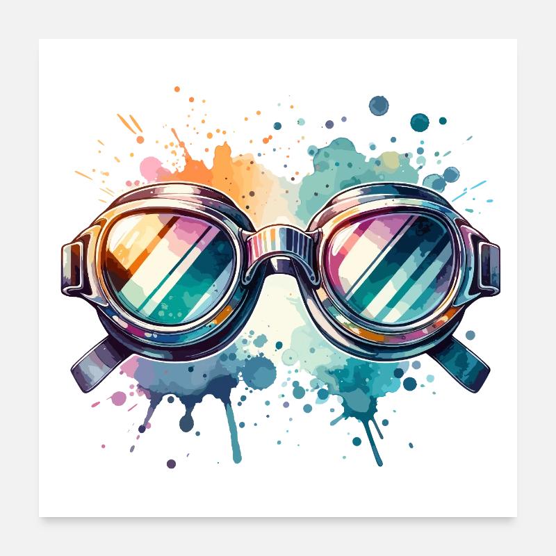 Colorful round swimming goggles Splash Design Poster 24" x 24" (60x60 cm)