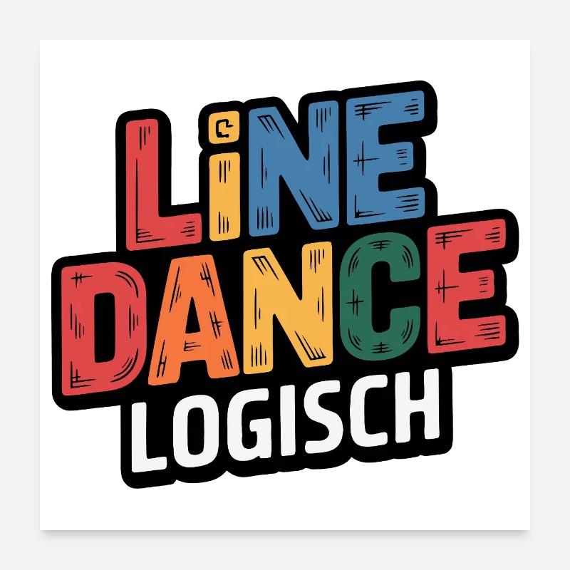 LineDance Logisch Farbig Poster 60x60 cm