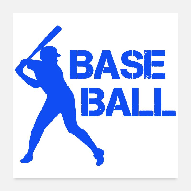 Silhouette de baseball en bleu éclat Poster 60 x 60 cm
