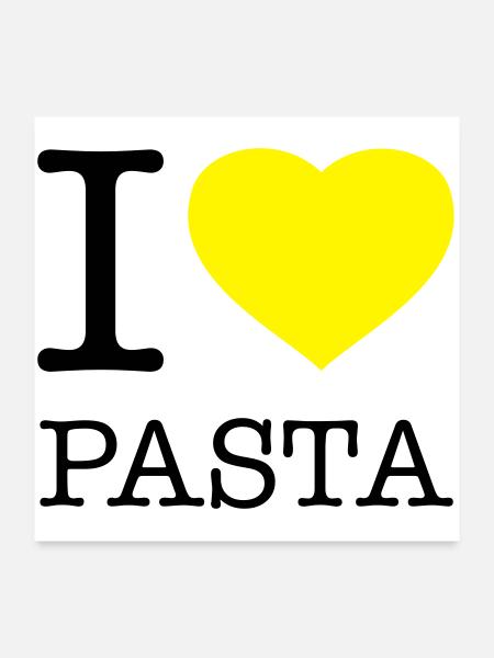 I LOVE PASTA Makkaroni Nudeln - Poster 60x60 cm - Weiß - Vorne