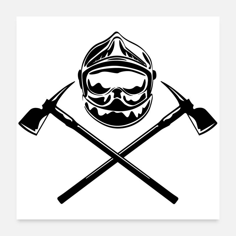 casque_pompier_deux haches Poster 60 x 60 cm