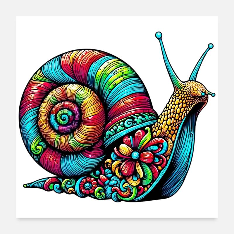 Schnecke - Poster 60x60 cm - Weiß