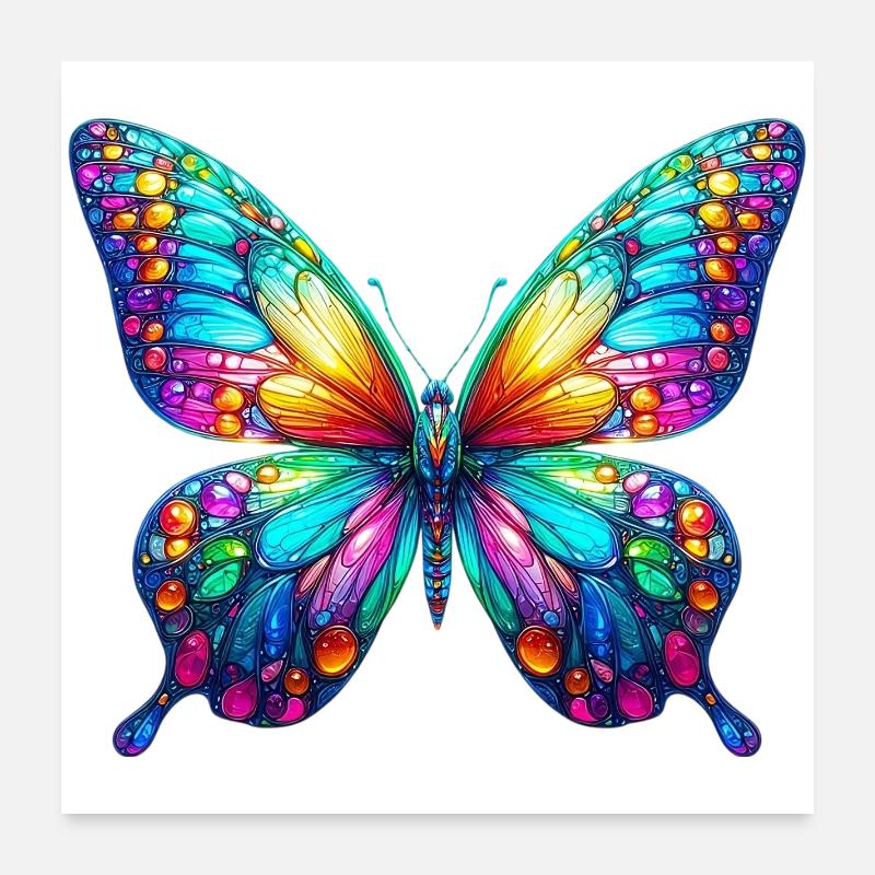 Schmetterling - Poster 60x60 cm - Weiß