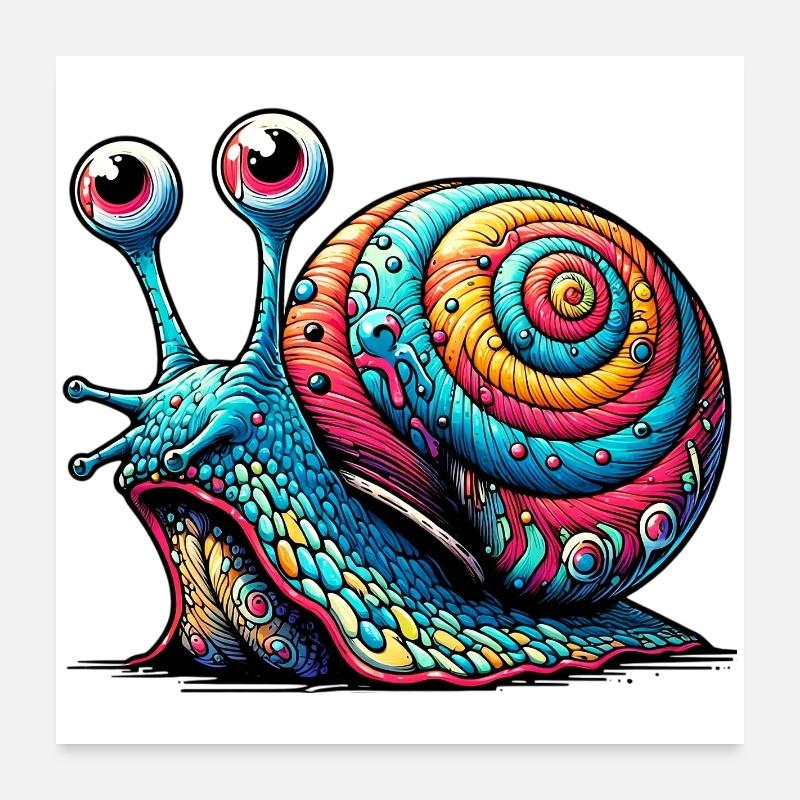 Schnecke - Poster 60x60 cm - Weiß