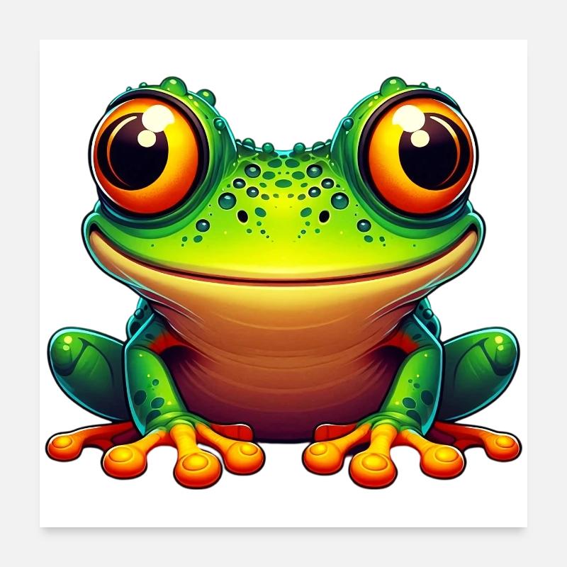 Frosch - Poster 60x60 cm - Weiß