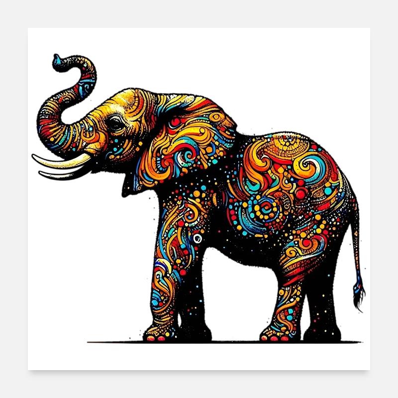 Éléphant Poster 60 x 60 cm