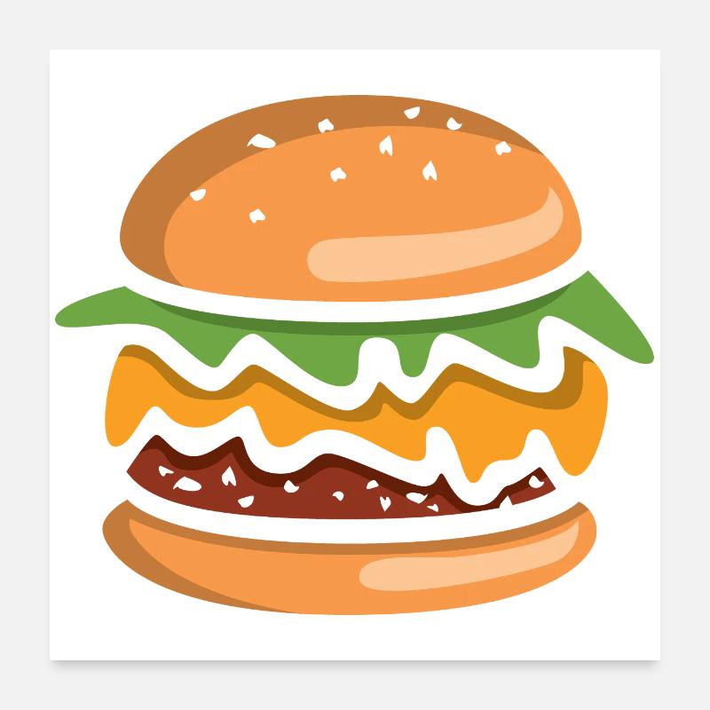 Cheeseburger Comic Burger Poster 60 x 60 cm