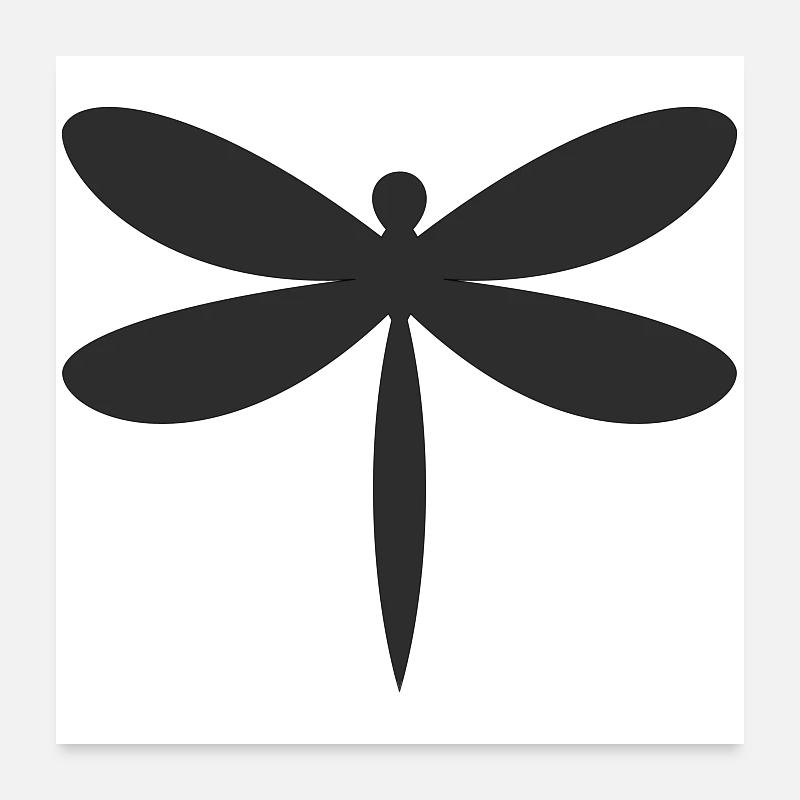 Libelle Silhouette - Poster 60x60 cm - Weiß