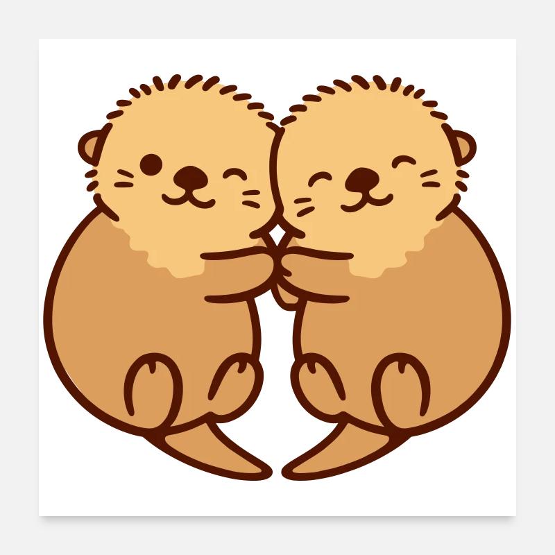 otter hug Poster 24" x 24" (60x60 cm)