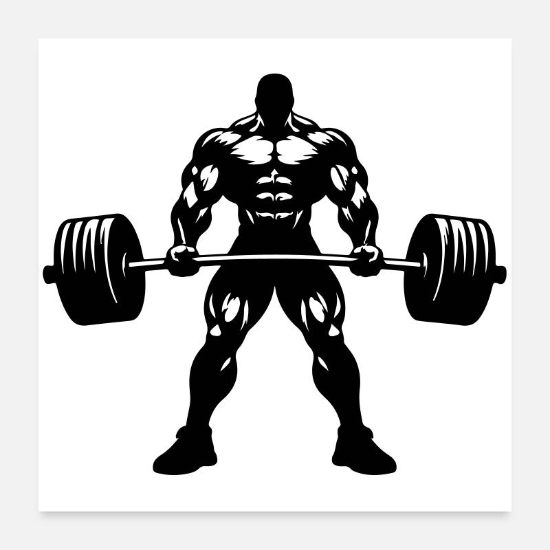 Bodybuilding Weightlifting Silhouette Poster 24" x 24" (60x60 cm)
