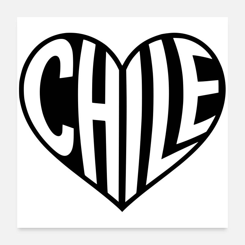 Chile Heart Typography Poster 24" x 24" (60x60 cm)