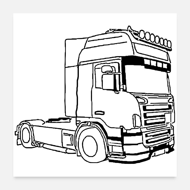 Vabis Truck v8 Roadtrain Streamline highline - Poster 60 x 60 cm - blanc