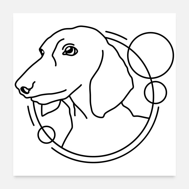 Teckel en forme géométrique - Design d’art au trait Poster 60 x 60 cm