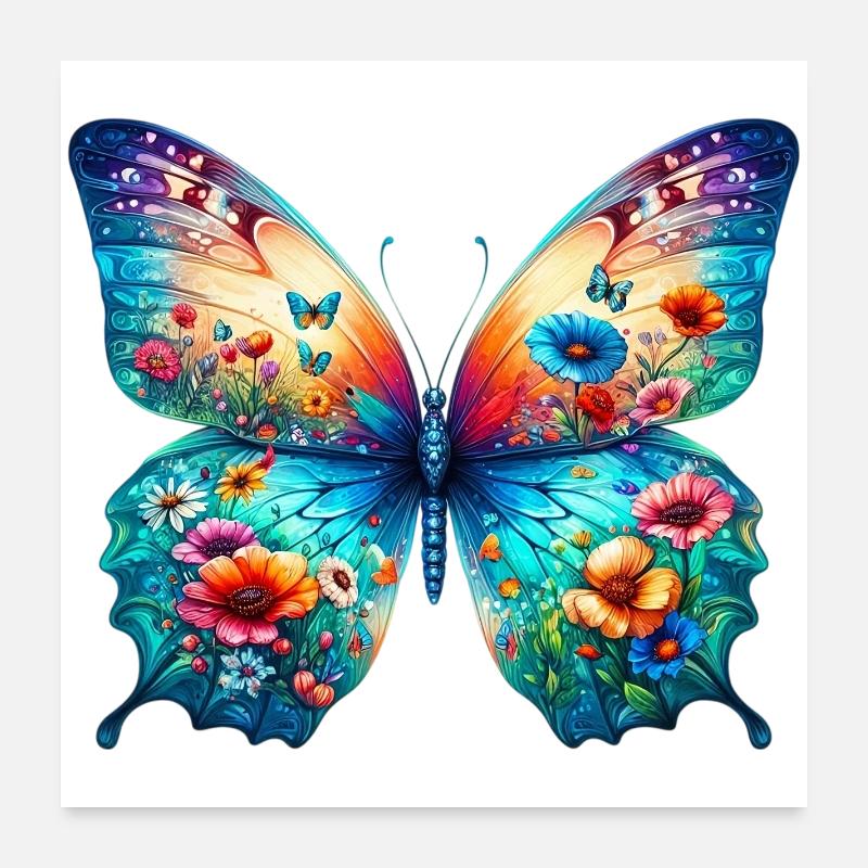 Papillon - Poster 60 x 60 cm - blanc