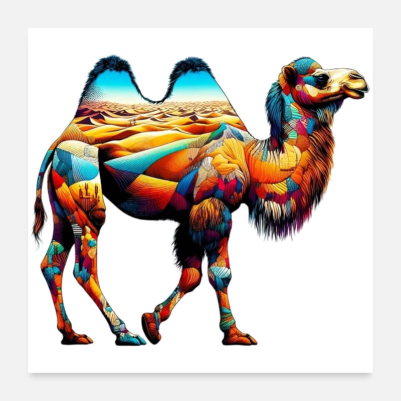 Kamel - Poster 60x60 cm - Weiß