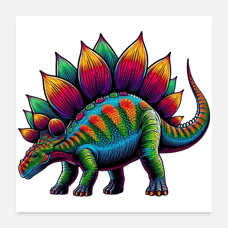 Dinosaurier - Poster 60x60 cm - Weiß