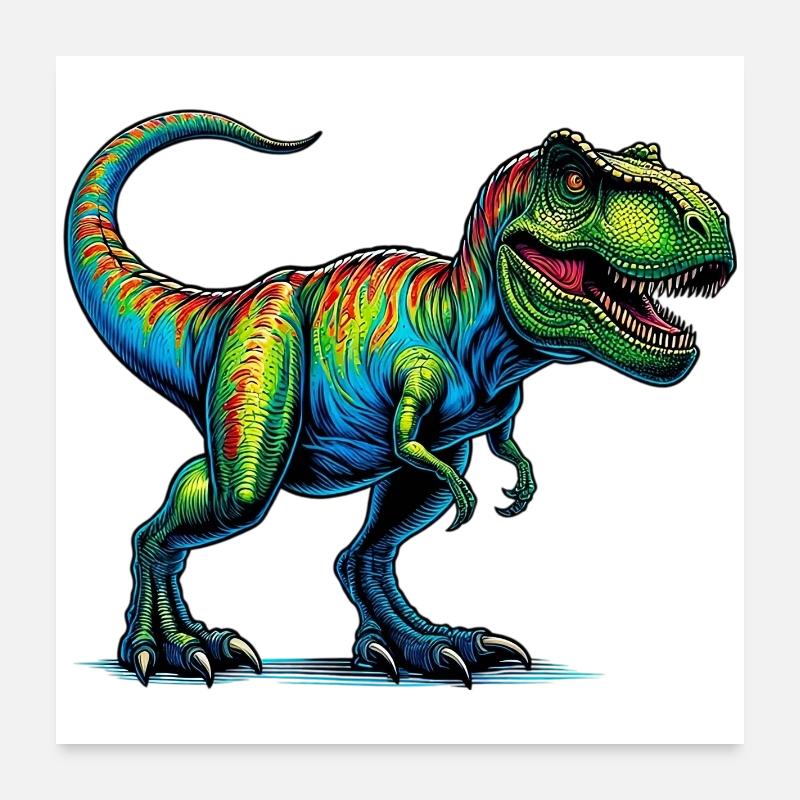 Dinosaurier - Poster 60x60 cm - Weiß