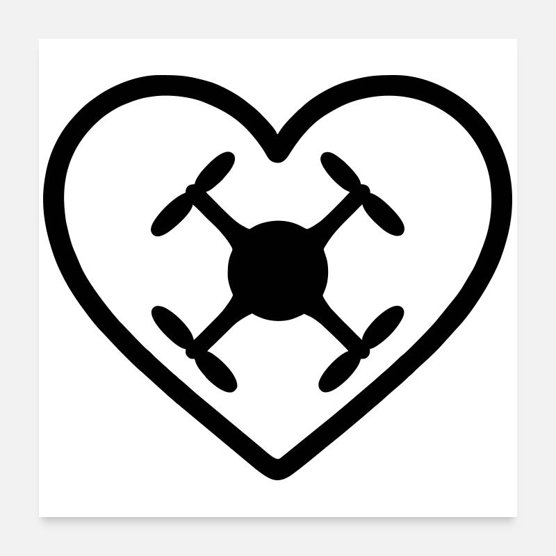 Quadricoptère Heart Drone Poster 60 x 60 cm
