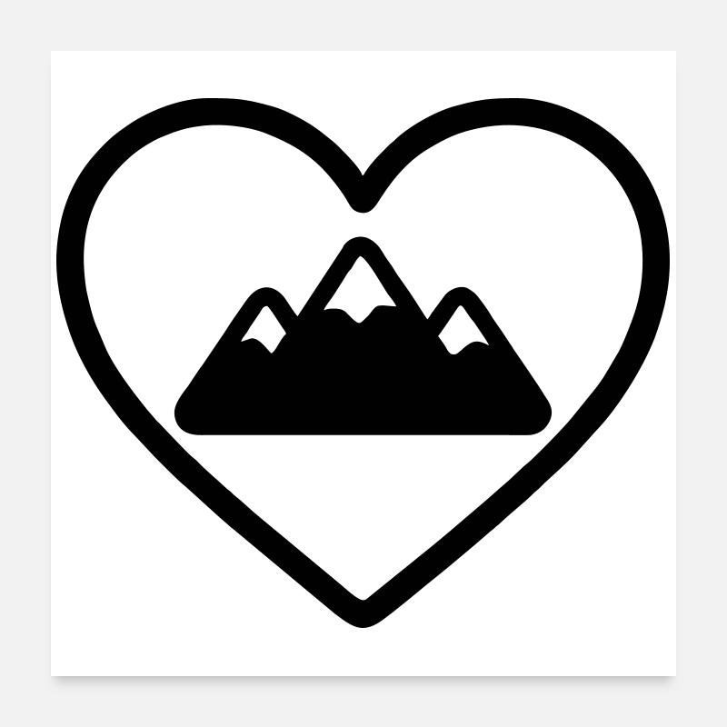 Mountain Heart - Poster 24" x 24" (60x60 cm) - white
