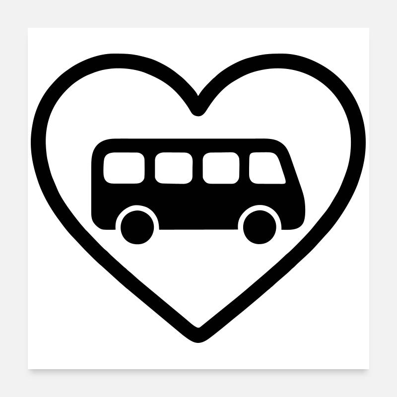 Chauffeur de bus Heart Poster 60 x 60 cm